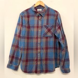 Magellan Flannel‎ Shirt Classic Fit Button Down Blue Gray Maroon Men's XL